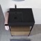 Console Sink Vanity With Matte Black Ceramic Sink and Natural Brown Oak Drawer, 27